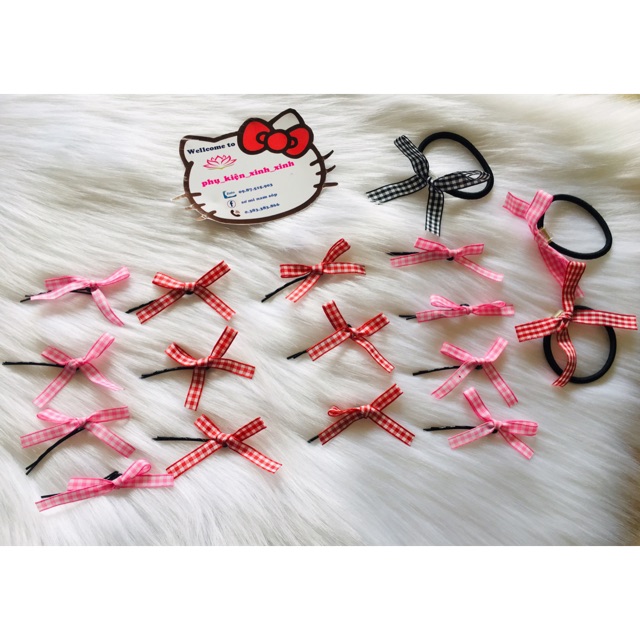 Kẹp tóc nơ carô