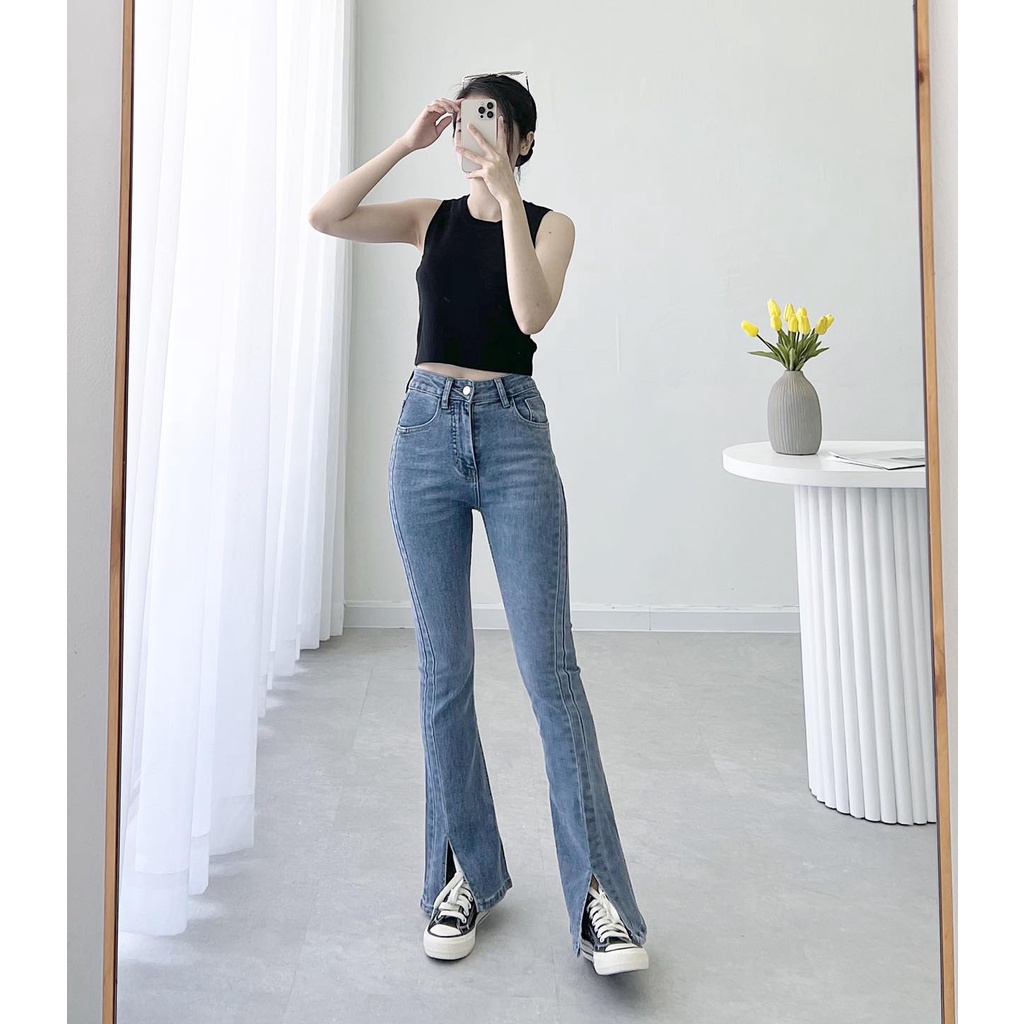 Quần jeans TALY ống loe xẻ tà 6209