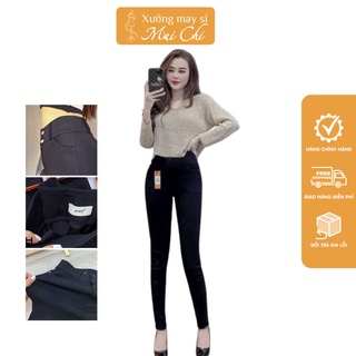 Quần tregging nữ cạp cao 2 khuy dáng skinny thon eo, Quần legging nữ chất Umi Hàn cao cấp co dãn 4 chiều