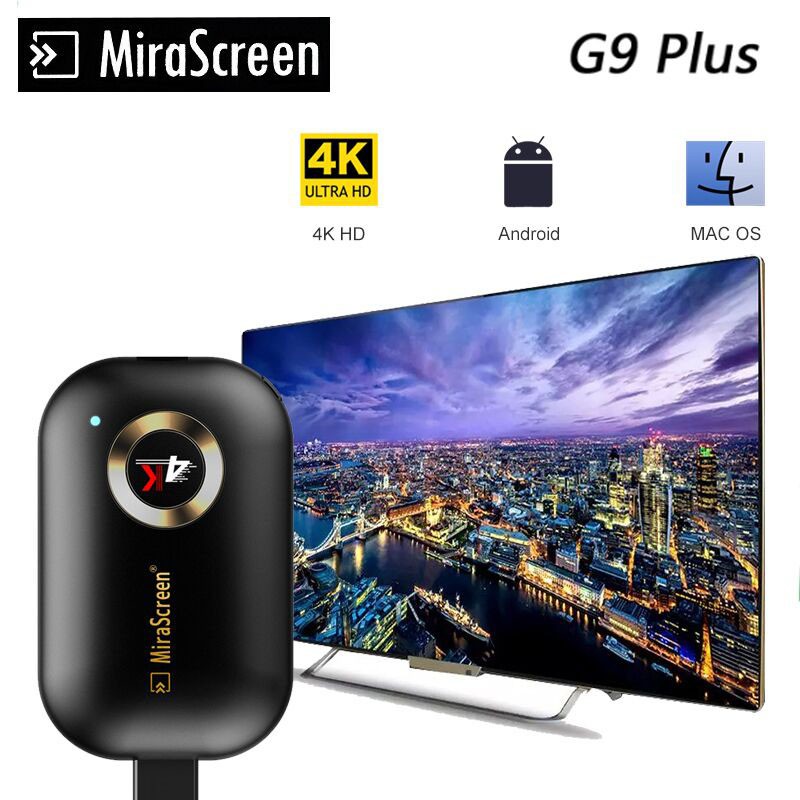 Mirascreen G9 Plus Không Dây Màn Hình Hiển Thị  4K UHD Airplay DLNA WiFi Màn Hình HDMI Dongle TV dành Cho Andrond IOS