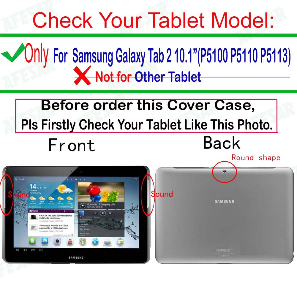 Bao da Pu đơn giản cho máy tính bảng Samsung Galaxy Tab 2 10.1 Inch GT-P5100 P5110 P5113