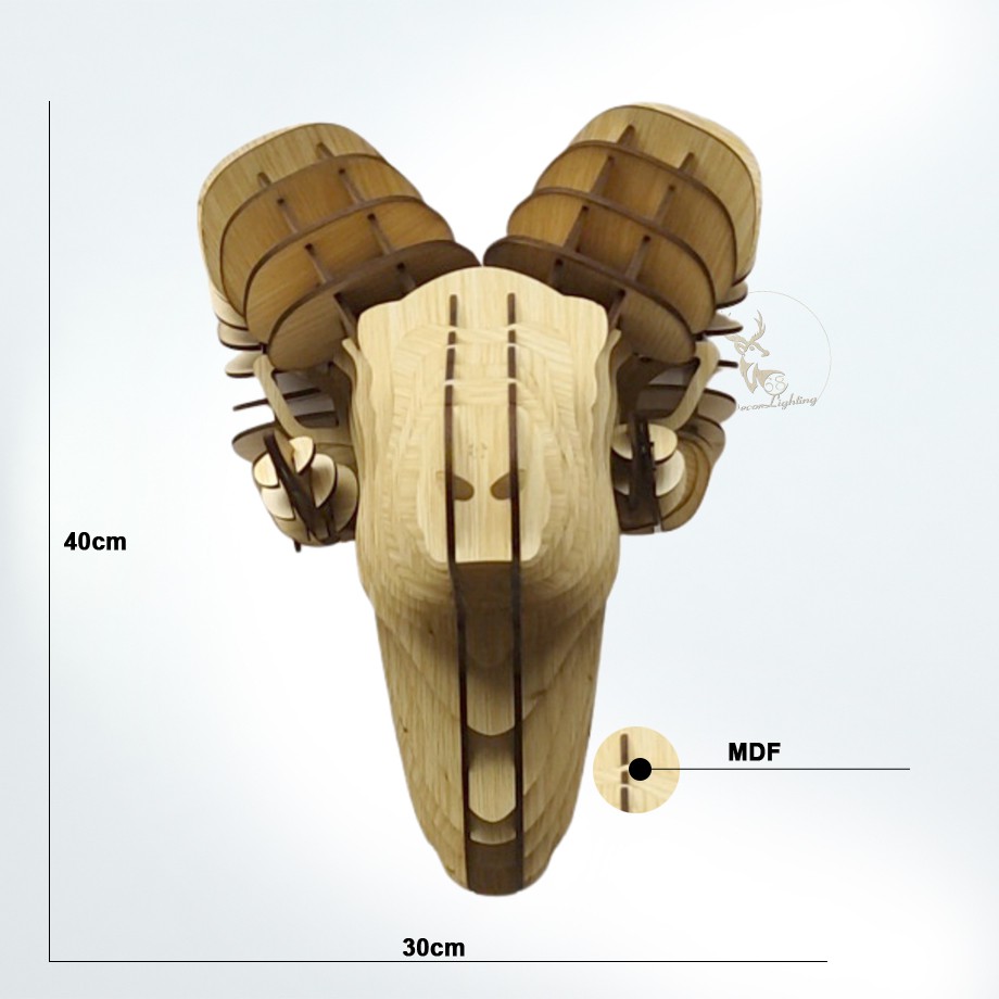 Mô hình đầu dê,sơn dương 3D lắp ghép treo tường ,decor , trang trí nội thất cao cấp GD135