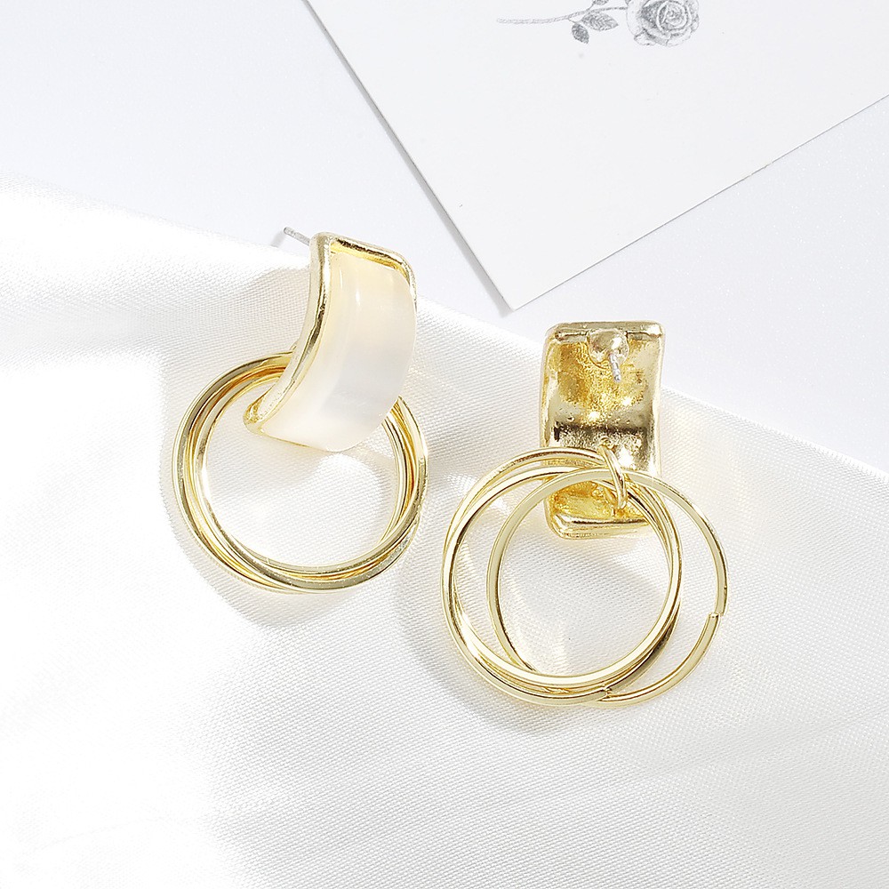 Khuyên tai bạc 925 đính đá opal phong cách họa tiết đơn giản