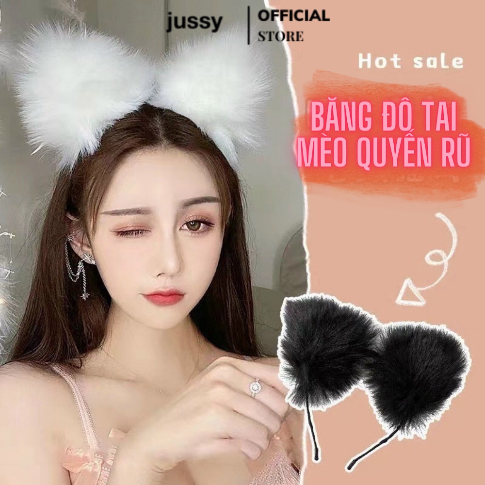 Băng Đô Cài Tóc Tai Mèo Có Chuông Quyến Rũ Jussy Fashion Kiểu Bờm Tóc Nữ Dễ Thương 2 Màu Đen Trắng