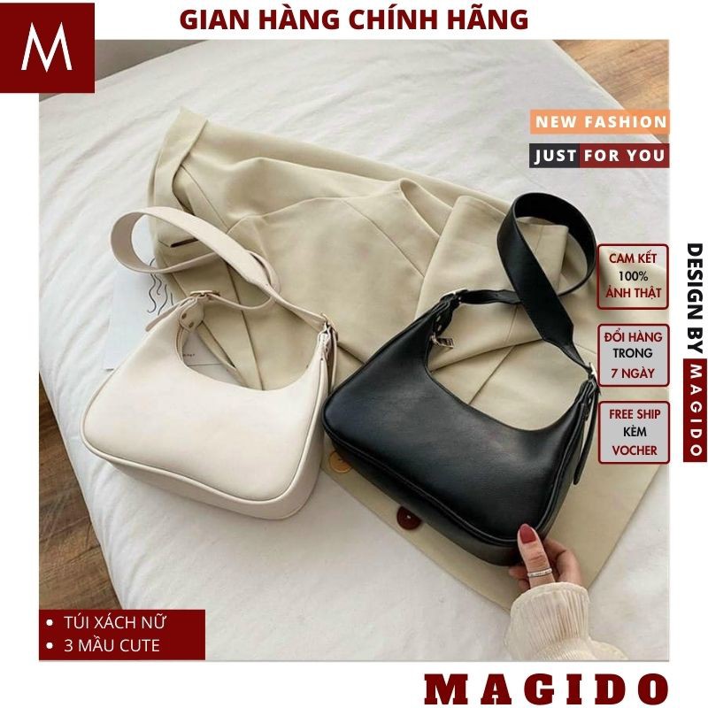 TÚI XÁCH NỮ💚 TÚI ĐEO CHÉO DA TRƠN MỀM DÁNG THUYỀN 2 MẦU ĐEN TRắng cực xinh LOẠI MAGIDO