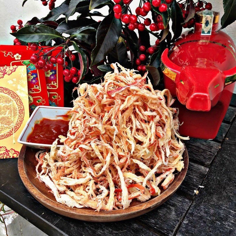 Mực xé sợi hấp nước dừa 300gr