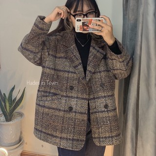 áo khoác dạ blazer kẻ siêu dày