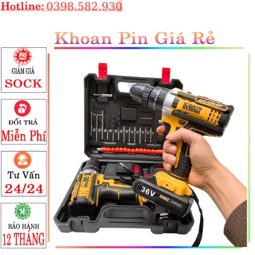 Máy khoan pin Dewalt 36V, khoan tường khoan bê tông,khoan sắt 3 chức năng lõi đồng dễ dàng sử dụng cho còn việc gia đình