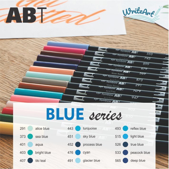 (Blue) Bút cọ 2 đầu Tombow AB-T - Tombow Dual Brush Pen AB-T