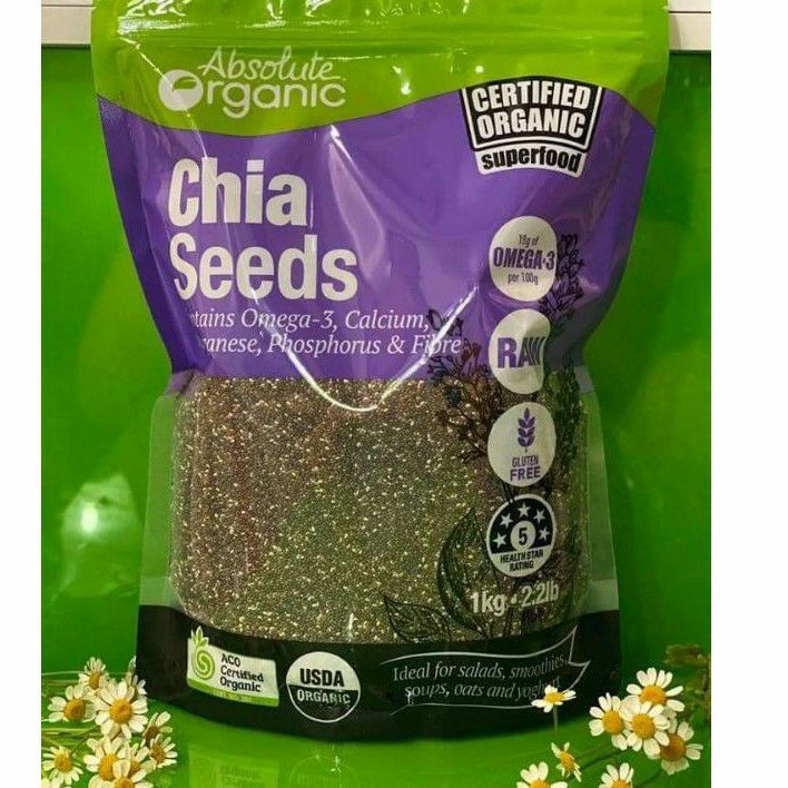 Túi 1Kg Hạt chia tím Absolute Organic nhập khẩu Úc