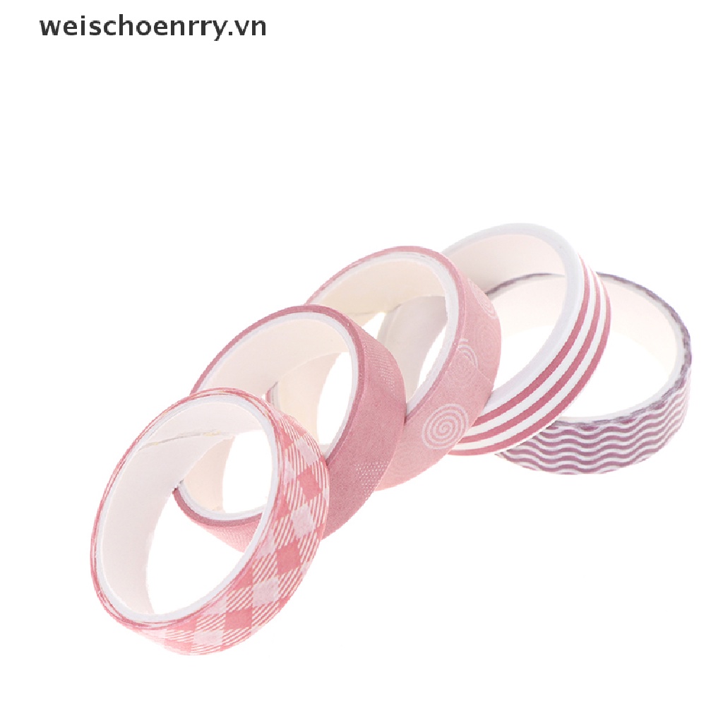 【WW】 5Rolls/box Solid Color  Tape Set Masking Tape Scrapbooking Adhesive Tape .