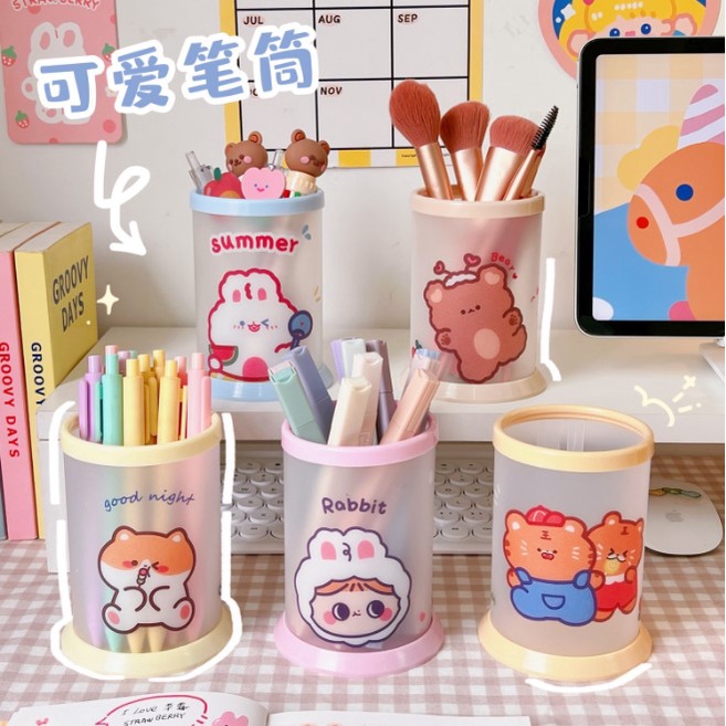 Ống cắm bút, khay nhựa decor DIY xinh xắn, đựng mỹ phẩm, cọ trang điểm, để bàn tiện lợi
