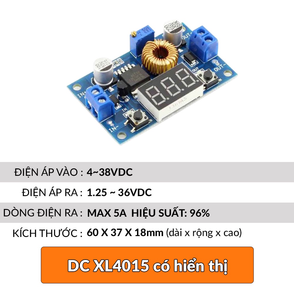 Mạch hạ áp giảm áp Mini-360 3A | DC mini 3A | LM2596 3A | XL4015 (5A) | LM2596 có hiển thị | XL4015 Có Hiển Thị