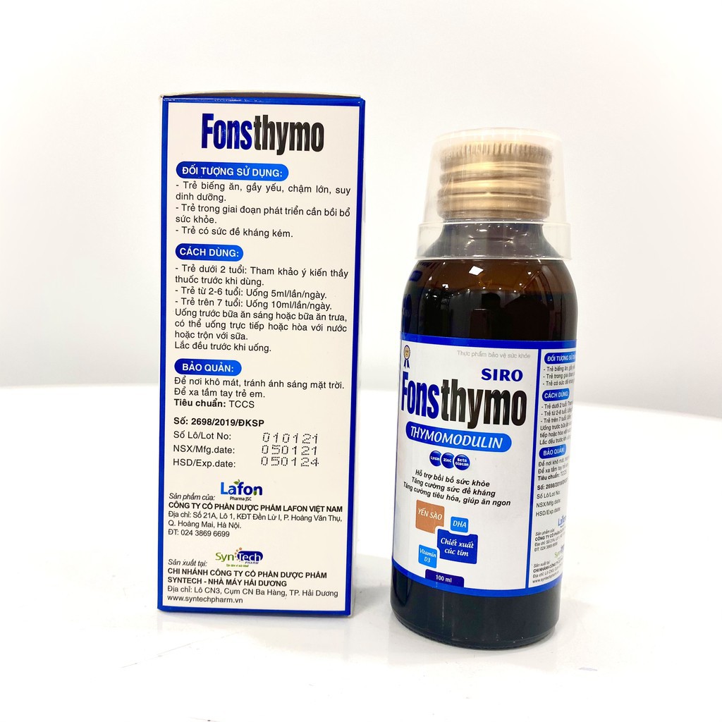 Fonsthymo Siro 100ml - DHA tổng hợp hỗ trợ tăng cường tiêu hóa, giúp ăn ngon Hàng Chính Hãng Công Ty