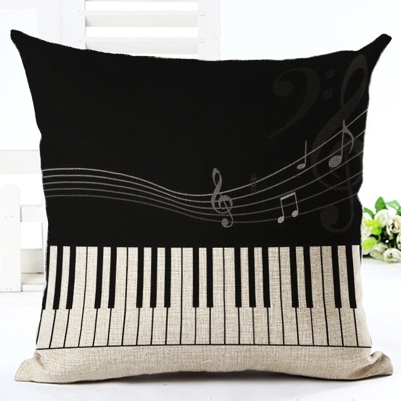 Áo Gối Được Làm Từ Cotton Và Vải Lanh Với Họa Tiết In Hình Đàn Piano