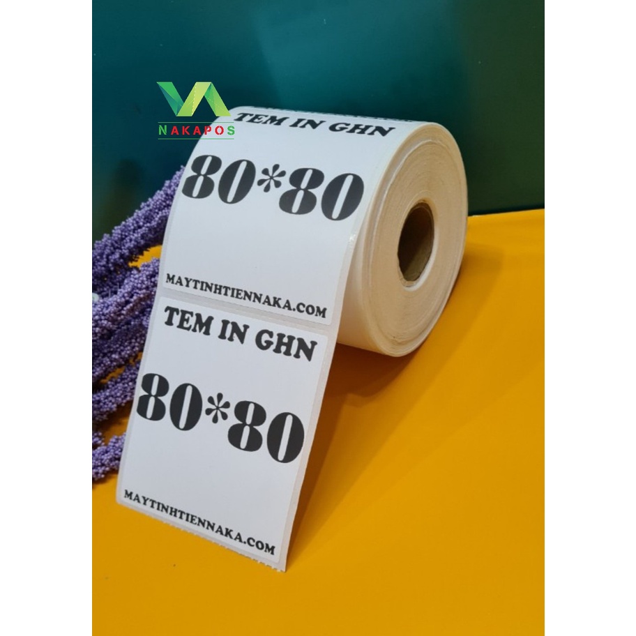 [COMBO 50 CUỘN] Tem nhiệt 80x80 in đơn GHN, Decal nhiệt in mã mạch, tem phụ, nhãn dán 8*8cm