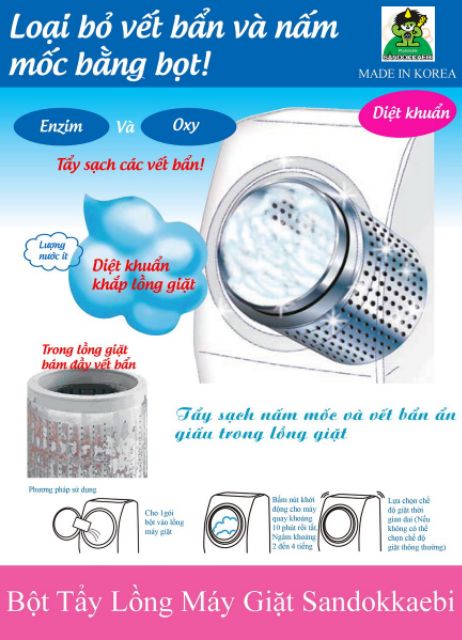 HCM - [Gói Lớn] Bột Tẩy Lồng Máy Giặt Vệ Sinh Lồng Máy Giặt Loại 450g