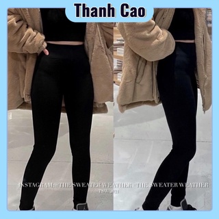 Quần legging nữ đen cạp cao gen bụng chất dày