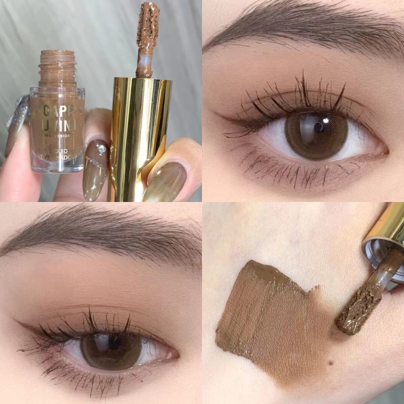 Set Phấn Mắt Dạng Lỏng + Bút Kẻ Mắt Lấp Lánh Kháng Nước Thương Hiệu Cappuvini