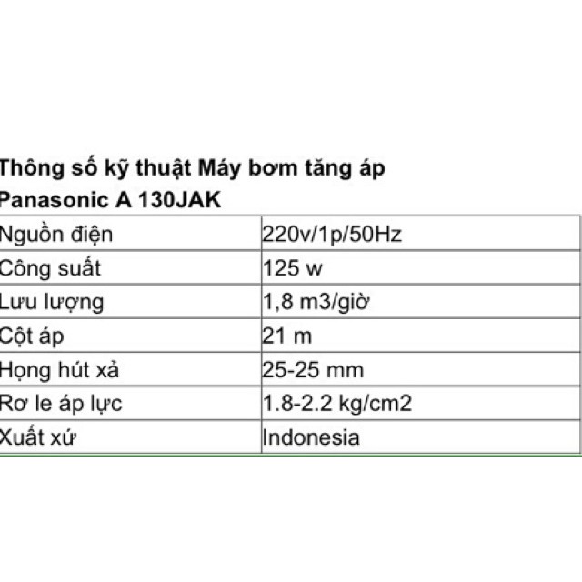 Máy bơm tăng áp panasonic