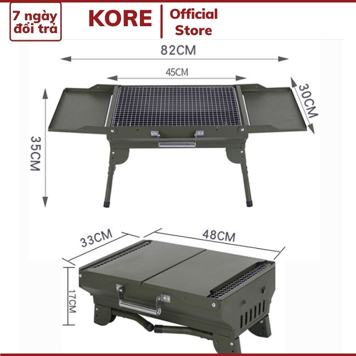 Bếp nướng dã ngoại gấp gọn dùng than hoa mang đi du lịch ngoài trời tiệc BBQ tiện lợi