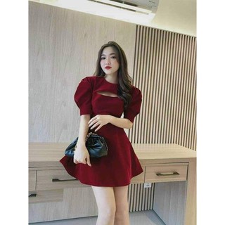 Đầm nhung xòe cúp ngực