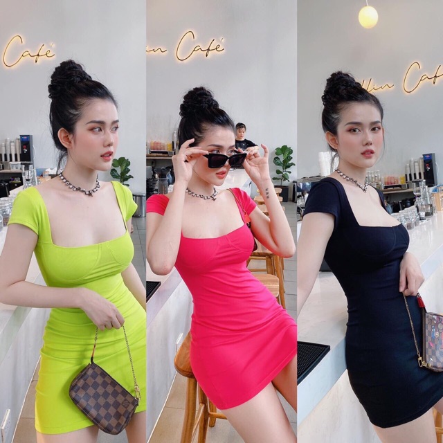Đầm body rip cổ U siêu hot - Carotshop