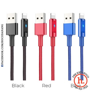 CÁP SẠC NHANH DÂY DÙ TỰ NGẮT LIGHTNING 2.4A CHO IPHONE IPAD HOCO U47 - DÀI 1.2M - MÀU ĐỎ/ XANH BIỂN [PHỤ KIỆN HOCO]