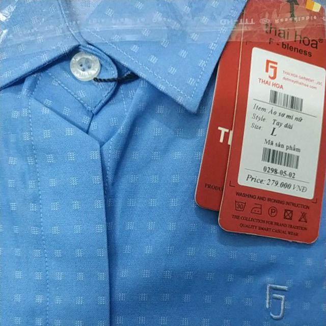 Áo sơ mi Thái Hòa họa tiết cao cấp xanh biển mã 0298-05