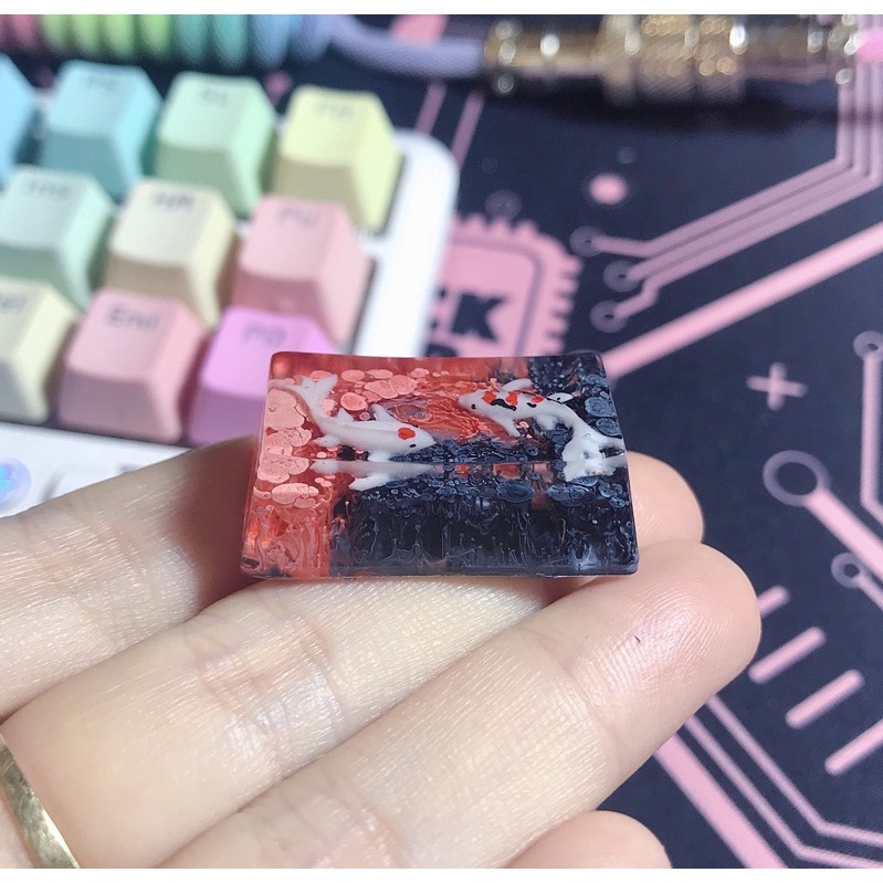 Keycap cá Koi 1,75u 🎏 nút Caps lock profile OEM ❤️ Keycaps artisan Koi fish Capslock trang trí bàn phím gaming