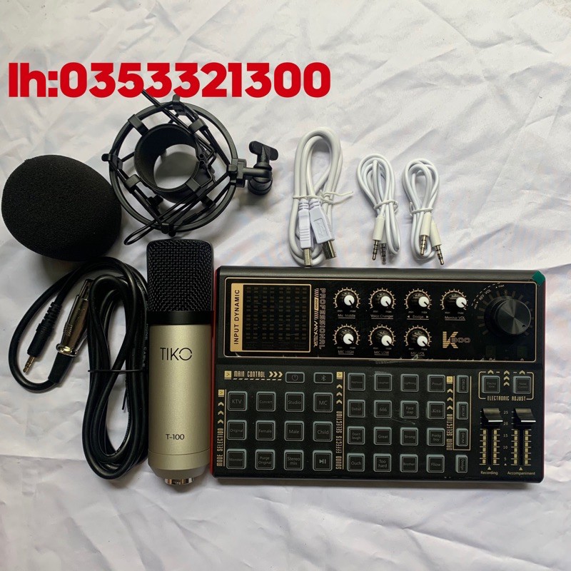 Bộ Mic Hát Thu Âm Livestream Cảd K300 Bản 2020- Micro TIKO T100 bảo hành 1 năm