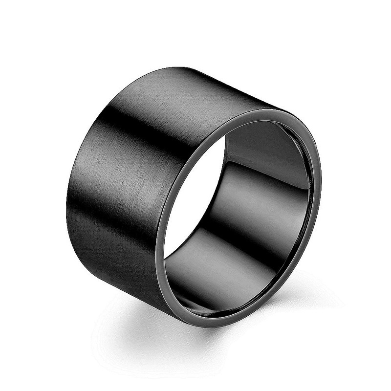 Nhẫn siêu rộng 12mm bằng thép không gỉ thời trang hoàn toàn mới, nhẫn lớn cho nam và nữ bằng thép titan phong cách đơn giản.