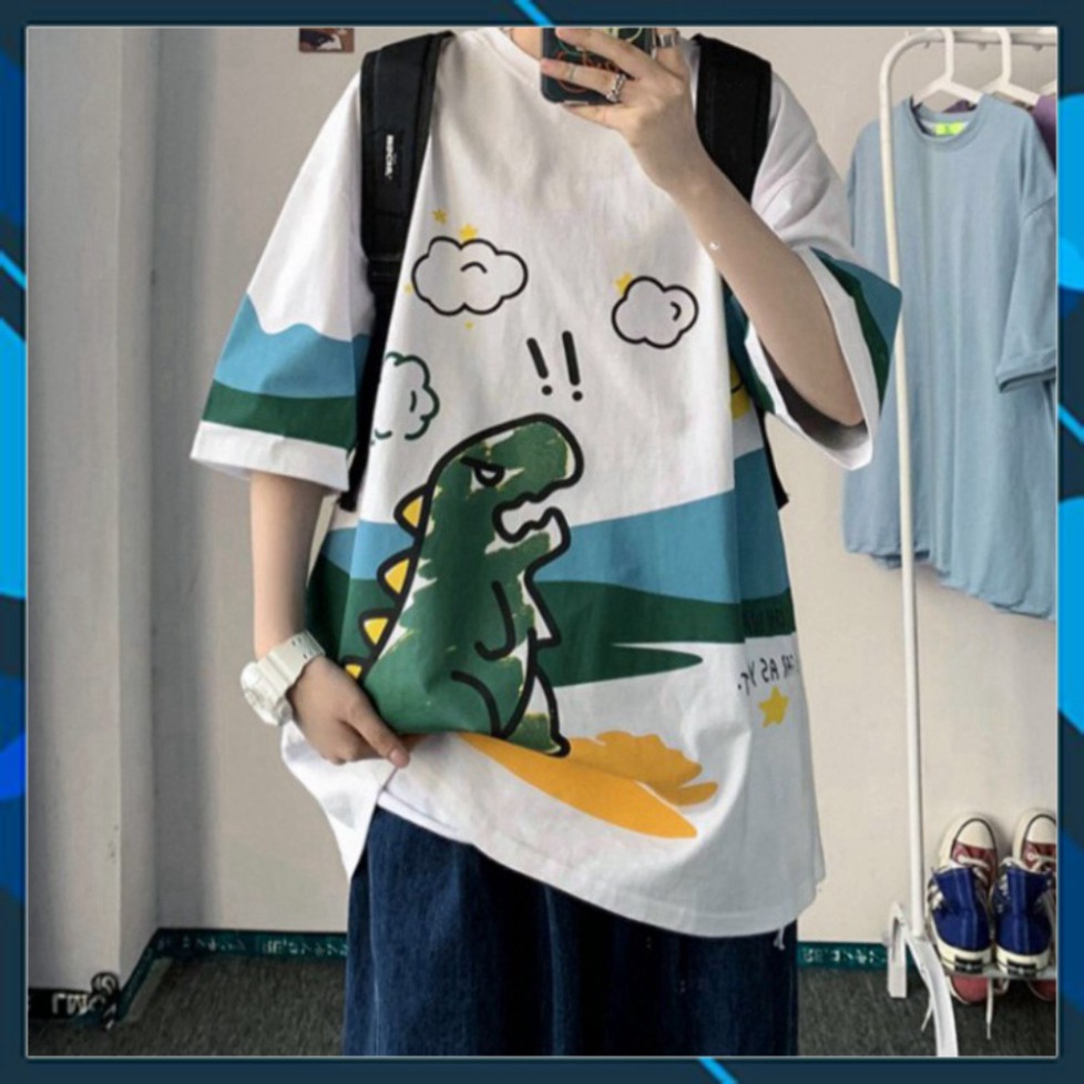 Áo Thun Tay Lỡ Form Rộng in hình Khủng Long màu đen, trắng🍁 Unisex nam nữ đều mặc được | BigBuy360 - bigbuy360.vn