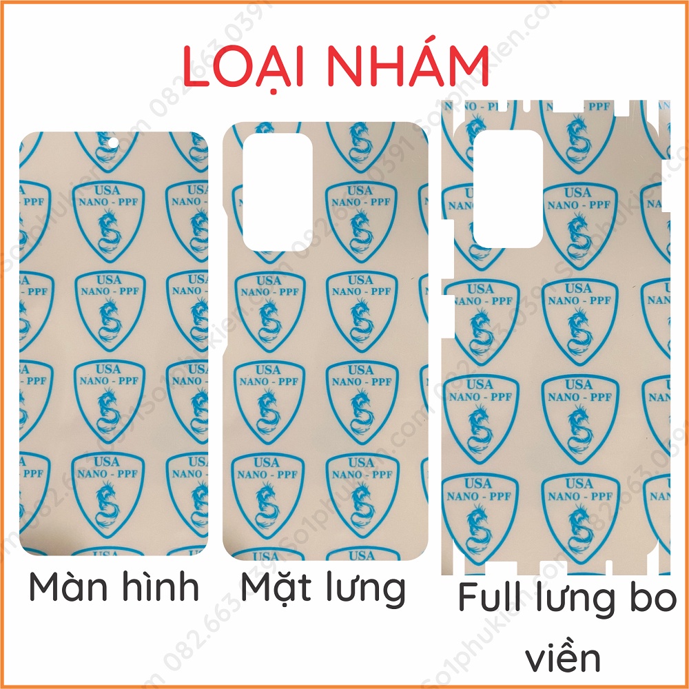Dán PPF Xiaomi Note 10 pro (2021) loại nhám, bóng dành cho màn hình, mặt lưng, mặt lưng full viền