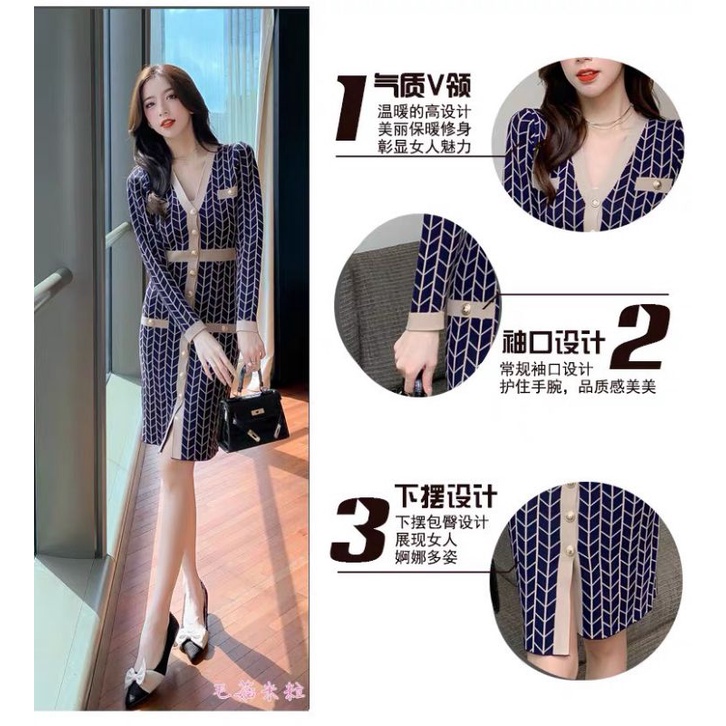 Váy len,VÁY LEN VERSARCE . Hoạ tiết lạ mắt phối cúc đồng thiết kế cực tôn body lun
