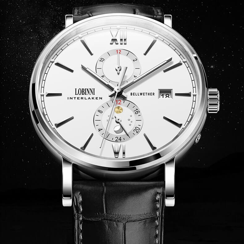 Đồng Hồ Nam LOBINNI No.1022-3 Chính Hãng BH 24T Chịu Nước 50m Kính Chống Xước Dây Da Cao Cấp