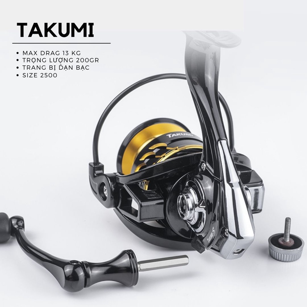 Máy câu TAKUMI - JP Máy đứng câu lure trang bị đạn bạc SIZE 2500