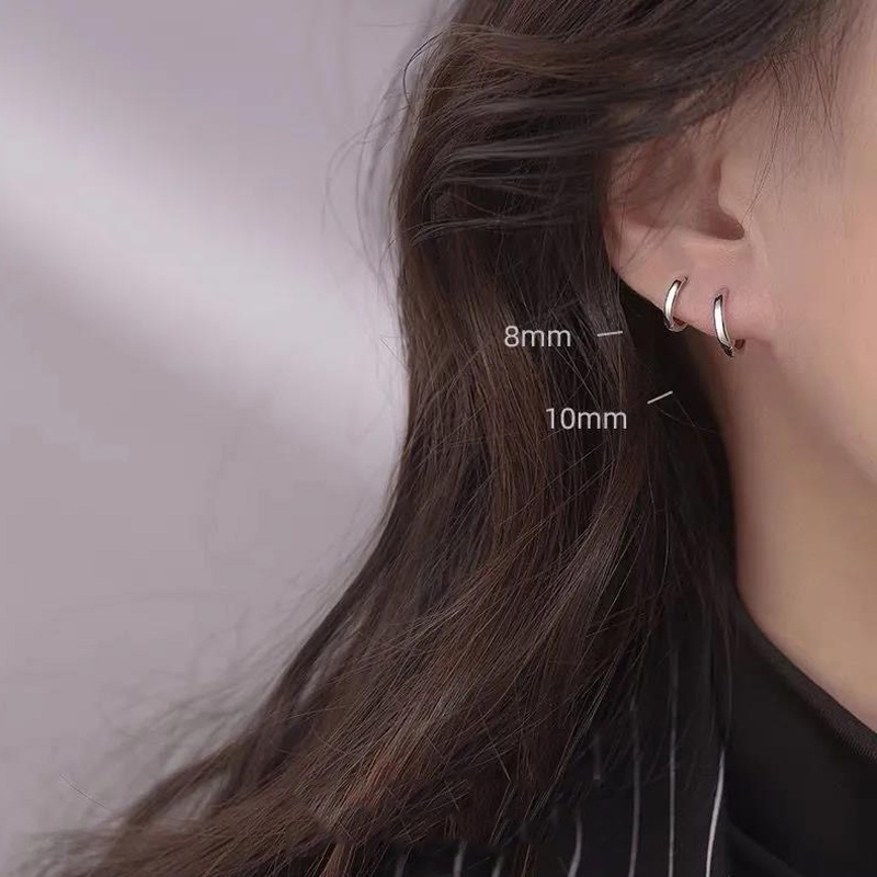 Khuyên tai tròn 4 kích thước bằng thép không gỉ thời trang cho nam nữ