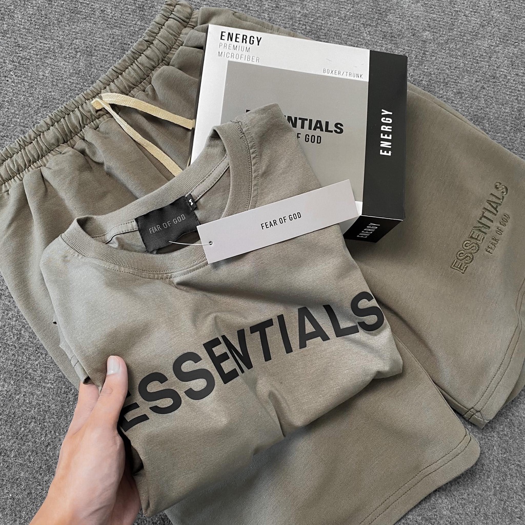 Set đồ bộ Essentials cao su in ngực MSW Town, quần áo mùa hè cotton nam nữ unisex