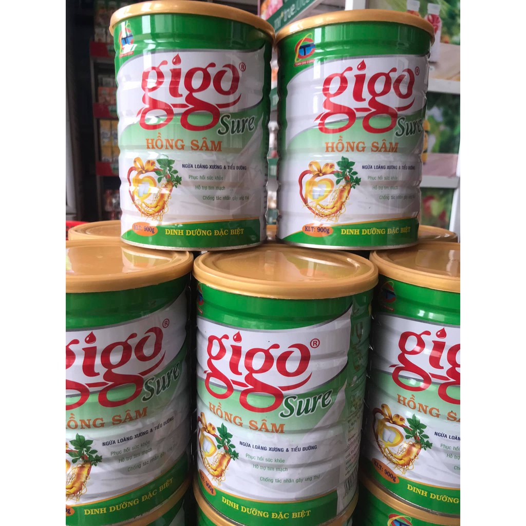 SỮA GIGO SURE Hồng sâm 900 Gr : sữa bột giúp phòng ngừa loãng xương, xơ vữa động mạch và tiểu đường