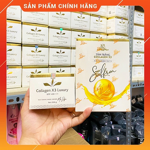 [Chính hãng] Combo Kem Body Collagen X3 Luxury + Tắm Trắng Colagen X3 Mix Saffron công ty Mỹ phẩm Đông Anh