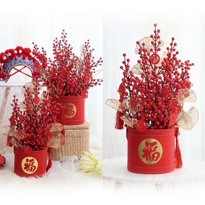 Cành Berry Đỏ Giả Dùng Trang Trí Nhà Cửa / Tiệc Cưới / Giáng Sinh