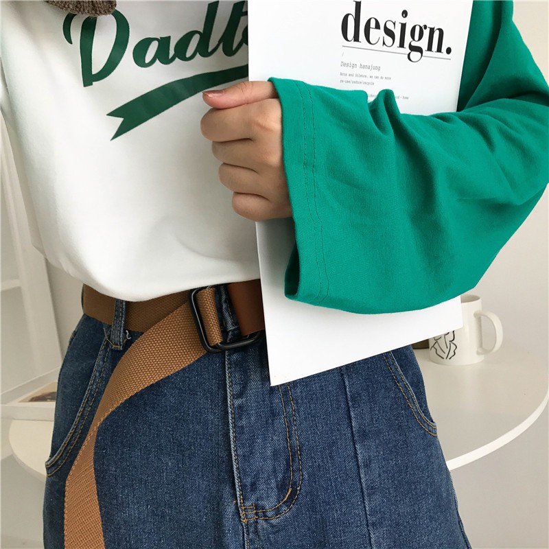 Thắt lưng vải canvas hai khóa cài phong cách Hàn Quốc cho nam và nữ
