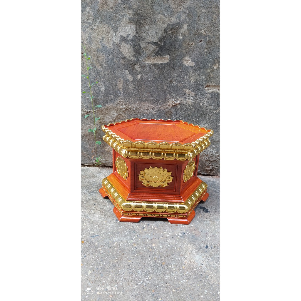 Đế kê tượng, đế sen gỗ hương đá (mặt 25, cao 20 cm)