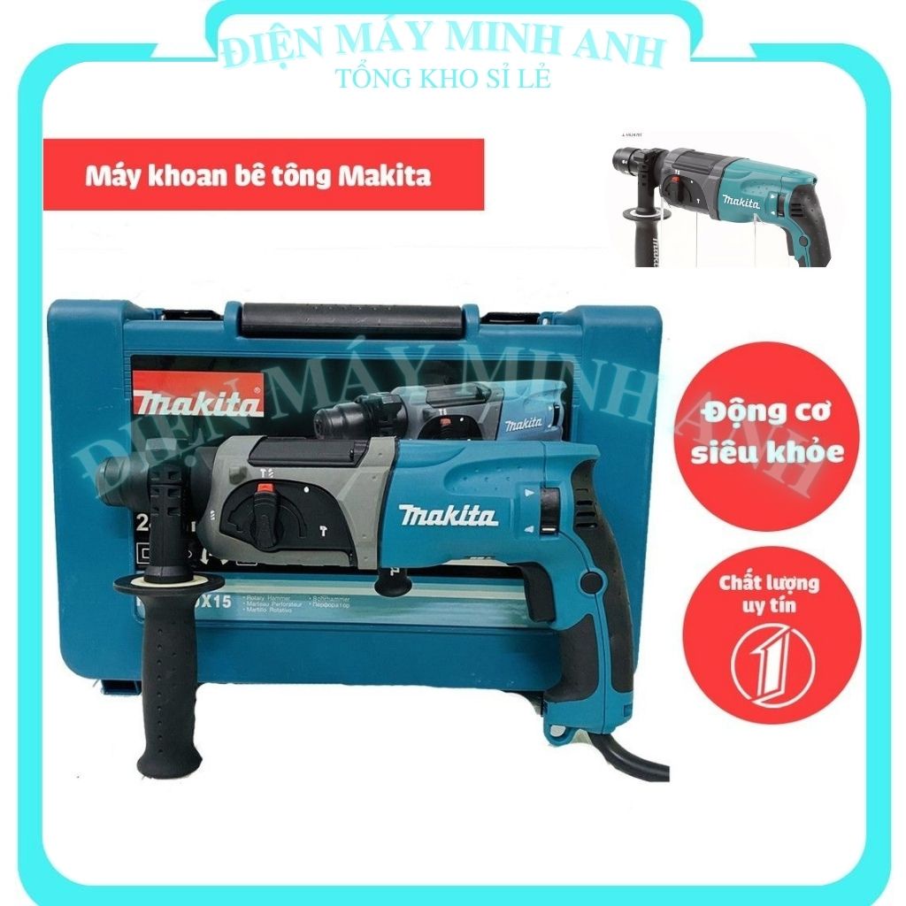 ☸✒▩Máy khoan đục bê tông tường bằng điện cầm tay mini dùng được sắt bắt vít Makita HR2470 hàng chính hãng giá rẻ