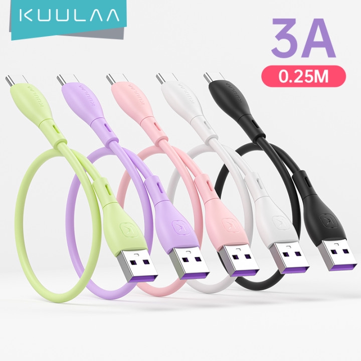 KUULAA Dây Cáp Sạc Dữ Liệu USB Loại C Nhanh 3A Dài 0.25m Dành Cho Huawei Samsung Xiaomi OPPO