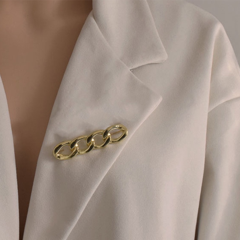 Ghim Cài Áo Dạng Chuỗi Xích Dày Màu Vàng / Bạc Sáng Tạo Phù Hợp Làm Quà Cho Bạn Bè
