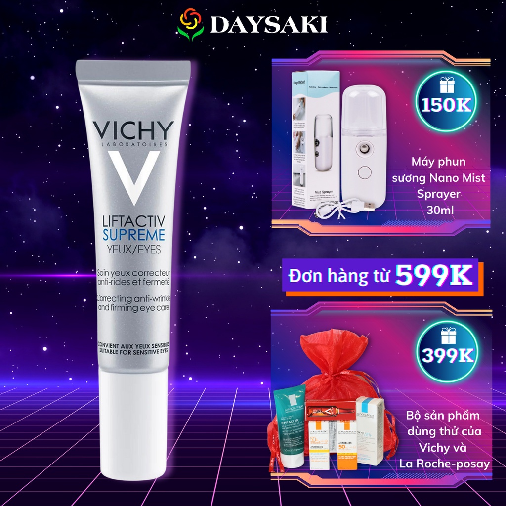 [HCM]Vichy Kem Dưỡng Giúp Giảm Nếp Nhăn &amp; Săn Chắc Da Vùng Mắt Liftactiv Eyes Supreme Global Anti-Wrinkle &amp; Firming Care