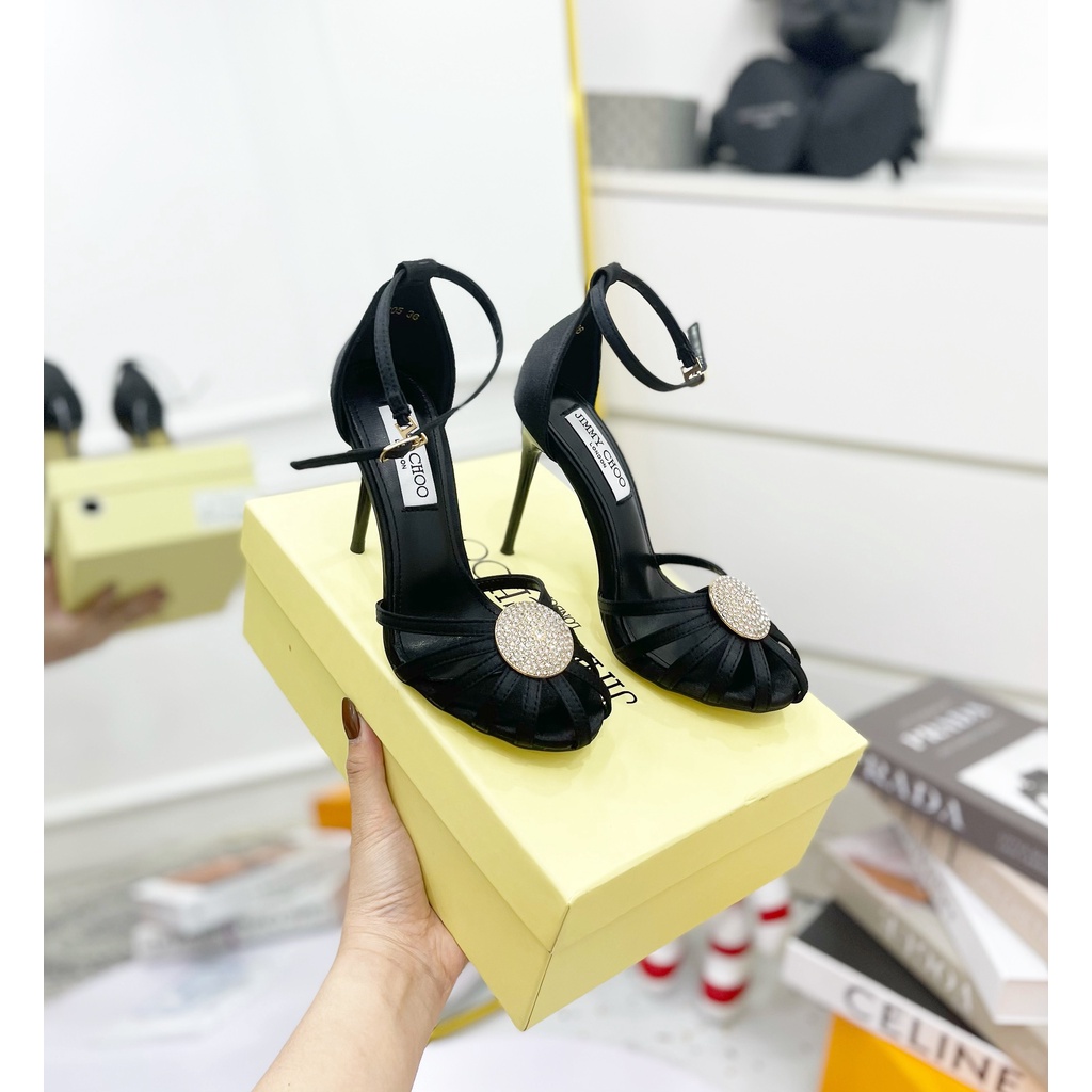 Giày cao gót Jimmychoo cực xinh đen kem sang chảnh fullbox túi giấy