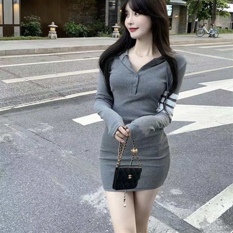 Đầm Tay Dài Ôm Eo Thời Trang Mùa Thu Hàn Quốc Mới Dành Cho Nữ